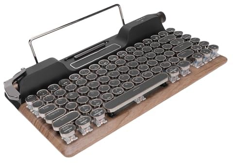Denash Retro Schreibmaschinen -Mechanische Tastatur, 84 Tasten Ergonomische Bluetooth -Tastaturen mit Blauen Switchen, RGB -Backlight -Computertastaturen für PC -Laptop