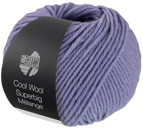 LANA GROSSA Meilenweit Superbig Melange | Extrafeine Merinowolle, waschmaschinenfest und filzfrei | Handstrickgarn aus 100% Schurwolle (extrafine) | 50g Wolle zum Stricken & Häkeln | 80m Garn FB 205
