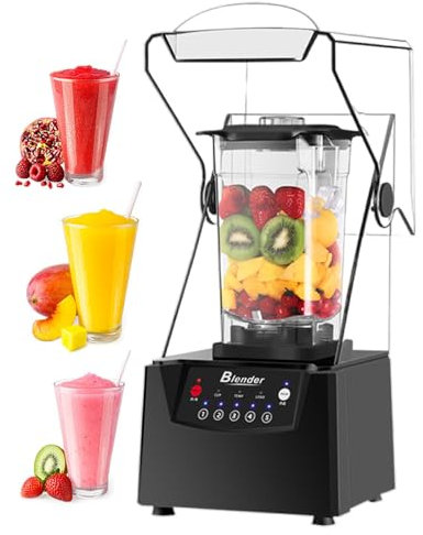 lilishangmao Frullatore Professionale per Frullati - Tritaghiaccio Professionale da 2200 W con Cassa Insonorizzata, 5 Programmi Preimpostati E capacità 1,8 L, per Bar, Frullati E Bevande Frullate