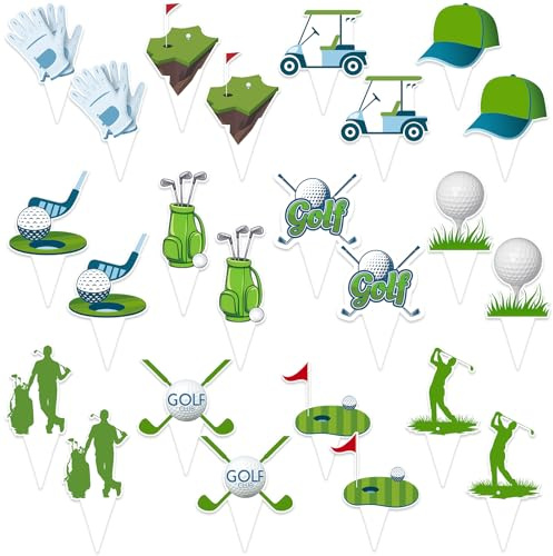 48 Pcs Golf Cupcake Toppers Golf Birthday Decorations