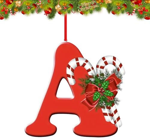 YUDANSI 26Buchstaben Weihnachtsbaumschmuck, Personalisierter Buchsta A Deko | DIY Handwerk Hängendes Weihnachtsdeko, 26 Zuckerstange Alphabet für Weihnachten Ornamente, Home Christmas Tree Decorations