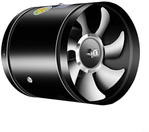 EffiFish 4 Inch Round Duct Exhaust Fan 20W,Metal Kitchen Range Hood Bathroom Wall Ventilator 220V 2800RPM Stainless Steel Blades(4inch Black)