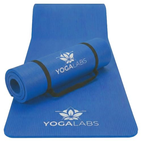 YOGALABS Yogamatte NBR extra dick 1,5 cm, rutschfest, 183×61 cm | Gymnastikmatte mit weicher Polsterung, Tragegurt & Mesh-Tasche – für Pilates, Fitness, Stretching und Bodenübungen