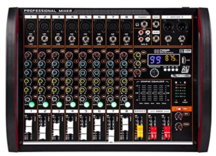 sound console， Professional 8 Channel Mixer Mixing Console Bluetooth USB Computer+48V Power Supply Number Live Performance Audio Quality