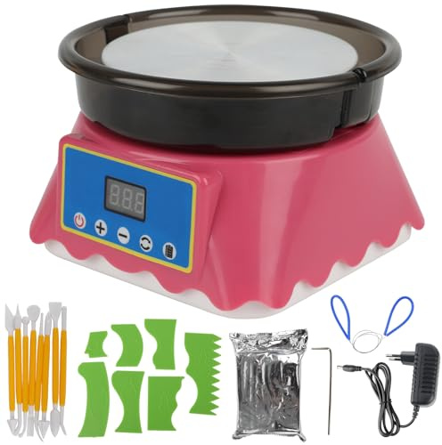 JAOGAUS Mini set di dischi ceramici, mini macchina per ceramica con strumenti per scultore, Couleeur 200 giri/min, velocità regolabile, piatto girevole in metallo, piatto in ABS, adatto per ceramisti