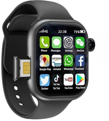 XINDADA CD99 AMOLED Montre intelligente pour homme et femme avec carte SIM 4G Wifi cellulaire GPS NFC Smartwatch Series 9 Android 9.0 Caméra rotative Noir 4 Go 64 Go