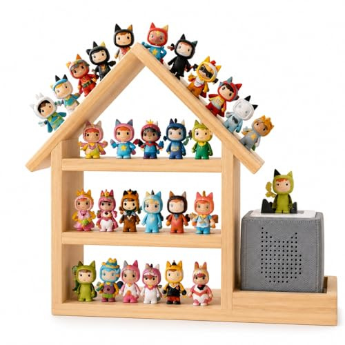 YUCHKEJ Regal für Tonie, Große Magnetische Holz Schweberegale für Toniebox 1 & 2, Holz Wand Regal für 70-85 Tonies Organisator Lagerung to-nie Anzeige Kinderzimmer Regale Mädchen,Junge