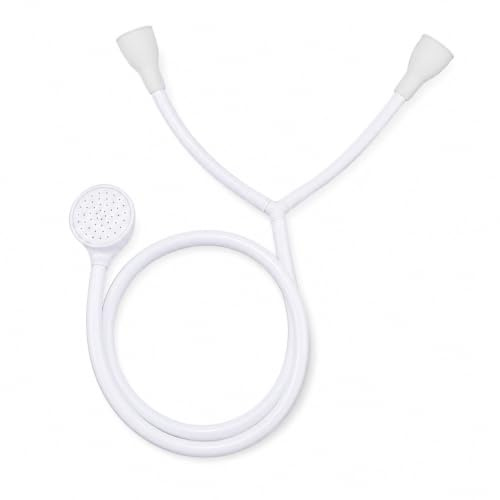 Double Tap Shower Spray with 2 Clamps, 200cm Hose for Bath Taps & Pets | Y-shape junction stabilises combi boiler temp. Tool-free push-on fit. Anti-kink hose. Ideal for hair washing & dog baths.