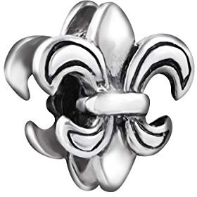 Quiges 925 Sterling Silber 3D Fleur de Lys Charms Bead für Armband Frau Mädchen