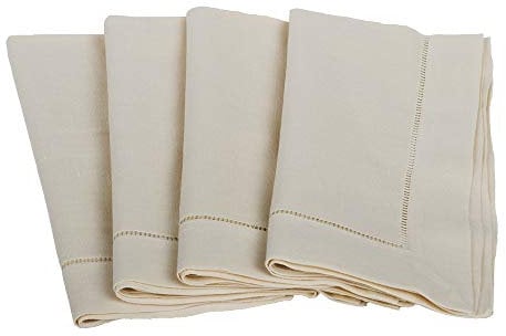 20 X 20 Ecru Bettwäsche Hemstitched Dinner Servietten - Set von 4-Leiter Saum nähen Stoff Serviette
