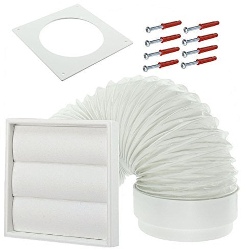 SPARES2GO Kit Universal de Ventilación de Pared Exterior para Secadoras (Blanco, 4 / 102 mm)