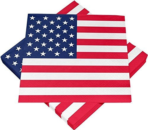 Heku Servietten * USA Stars and Stripes * 20 Stück / 3-lagig / ca. 33 x 33 cm große Einwegserviette