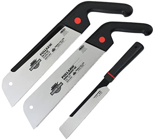 FAMEX 5530 Japansägen Set - Kataba und Dozuki Japansäge - Original Japanische Zugsägen - 3-tlg.