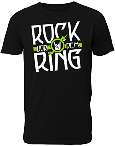 Herren T-Shirt Rock vor dem Ring für den Junggesellenabschied (Männer/Bräutigam) in schwarz, Größe L