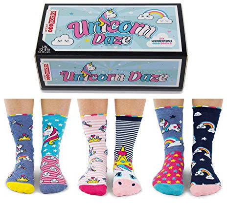 trendaffe Einhorn und Regenbogen Oddsocks Socken in 30,5-38,5 im 6er Set - Unicorn Daze Oddsocks Strumpf