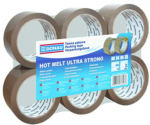 DONAU 7850001PL-99 Verpackungsklebeband Hot-Melt 66m Verpackungsband Klebeband Paketklebeband Packband/ Sehr Beständig / 48mm x 66m/ 50μm Farbe: Braun / 6er Pack/ Hochwertiges/ Sehr Klebestark