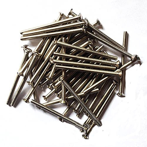 Ali's DIY M3.5 Long Electrical socket Screws Slotted Bright Nickel Plated (BNP) Raised CSK Head, 75 mm - Pack of 4 Screws