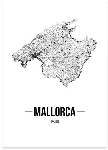 JUNIWORDS Stadtposter - Wähle Deine Stadt - Mallorca - 40 x 60 cm Poster - Schrift B - Weiß