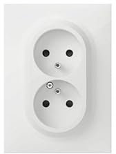 Legrand 600321 Double prise de courant compacte monobloc easyréno 2P+T dooxie, 16A, livrée, avec plaque carrée, blanche