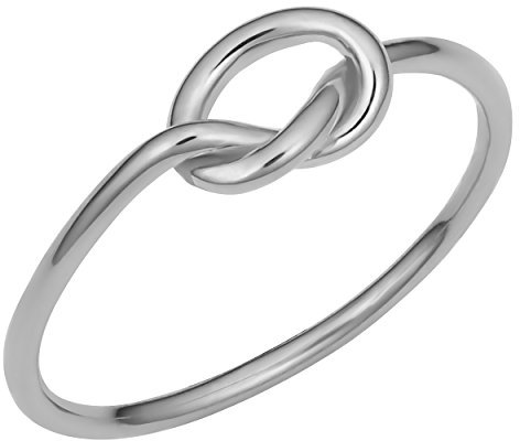 Kooljewelry Anello con nodo d'amore in oro bianco 14k (misura 5)