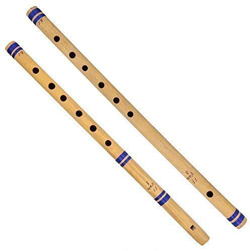 Whitewhale Indian Bansuri Bamboo Flöten-Set – inkl. 2 Flöten: Fipple & Quer – indische Musikinstrumente für den professionellen Gebrauch 13 blau