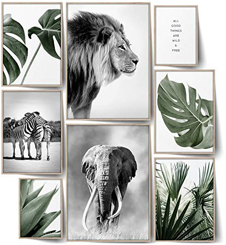 BLCKART Infinity Wild & Free Poster Set Stilvolle Doppelseitige Botanik & Tiere Bilder Wohnzimmer Schlafzimmer Büro Deko (L | 2x A3 | 4x A4 | 2x A5 | ohne Rahmen, Wild & Free)