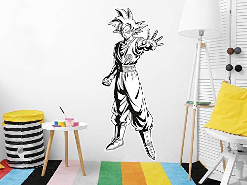 Wandtattoo aus Vinyl, Größe Dragon Ball Super Goku, Weiß und Schwarz, offizielles Produkt, 62 x 150 cm, Wandaufkleber, Originalprodukt, Vinyl-Aufkleber, Wandbild, Heimdekoration, DBS
