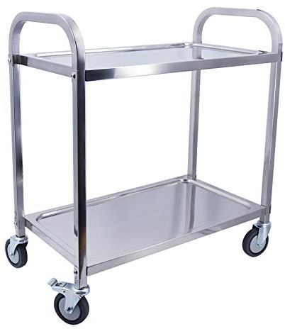 TAIMIKO Servierwagen Küchenwagen Mit Rollen Edelstahl Rollwagen 2 Ebenen | 95 x 50 x 95cm, Restaurantwagen,servierwagen mit rollen