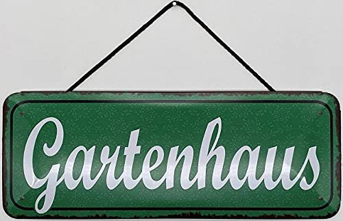 Blechschild mit Kordel 27 x 10 cm Wand/Tür Schild: Gartenhaus - Blechemma