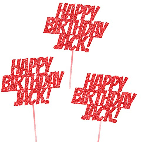 6X Personalised, Double Sided, Handmade, Superhero Happy Birthday Glitter Cupcake Toppers by Cakeshop | Custom Colour Any Name 480gsm Glitter Cupcake Decorations | Red
