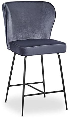 Menzzo Chaise de Bar Elsa Velours Gris