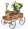 COSTWAY Carrito de Madera Maceta, Maceta Decorativa con Ruedas y 2 Secciones para Plantas, Porta Plantas de Exterior para Jardín, Patio, Terraza 62 x 34 x 60 cm (café)