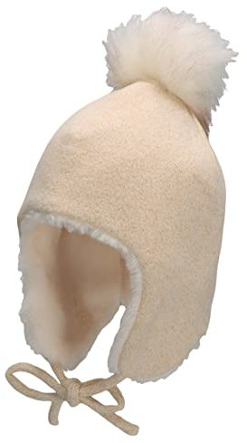 Sterntaler Baby Mädchen Inka Lurex Mütze - Kappe Kinder aus Strickware Mit Bommel und Bindeband - Natur, 51