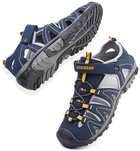 Topwolve Sandales Enfant Garçon Fille Bout Fermé Plage Sports Sandales Été Respirantes Outdoor Marche Randonnée Sandales,Bleu,24 EU