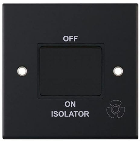 Selectric 5M Matt Black 1 Gang 10A 3 Pole Fan Isolator Switch with Black Insert