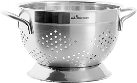 INOXPRAN - Passoire en acier inoxydable, passoire professionnelle avec poignées pour égoutter toutes sortes de pâtes, design classique et moderne, résistante aux chocs et aux rayures, fabriquée en