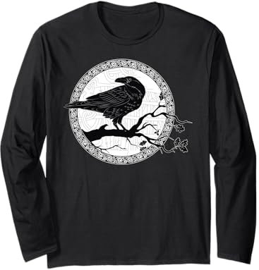 Celtic Raven Viking Wisdom Tattoo Art Long Sleeve T-Shirt