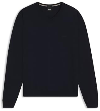 BOSS Herren Baram-L Pullover aus Schurwolle mit V-Ausschnitt und Logo-Stickerei
