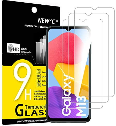 NEW'C Lot de 3, Verre Trempé pour Samsung Galaxy M13 5G, Samsung Galaxy M23 5G, Film en Protection écran efficace contre les Rayures - Ultra Résistant (0,33mm HD Ultra Transparent) Dureté 9H Glass