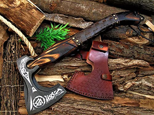 Custom Steel Viking Axe,Axt High Carbon Stahl Scheide Wikinger ENRAVED