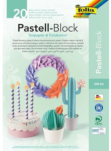 NEU Pastell-Block, Tonpapier und Fotokarton A4, 20 Blatt sortiert