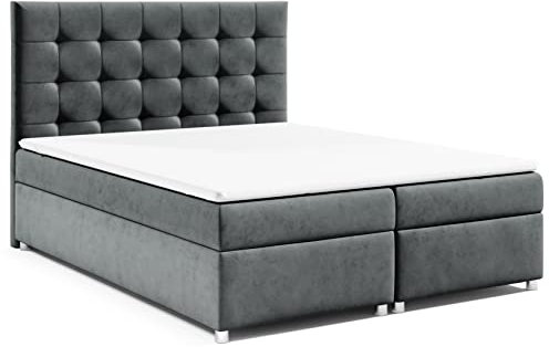 Best for Home Boxspringbett mit Bettkasten Trinity K-12 Bonellfederkern inkl. Topper 180x200 Graphit