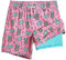 MaaMgic 7 2 en 1 Bañador con Forro de Compresión con Cremallera Hombre Shorts de Baño Shorts de Playa Traje de Baño para Natación Secado Rápido para Vacaciones,02Rosa Coco Piña,M