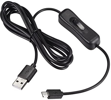 PATIKIL 2M USB Cavo con ON/OFF Interruttore, USB Maschio a Micro USB Maschio Prolunga Cavo per LED Scrivania Lampada, Nero
