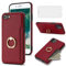 Handyhülle für iPhone 7/8/SE 2020 2022 Hülle mit Folie Panzerfolie Schutzfolie und Ring Ständer Kartenfach Leder Geldbörse Ständer i SE2020 SE2022 2/2nd 3/3rd Generation 7s 8s 6SE SE2 SE3 Case Rot