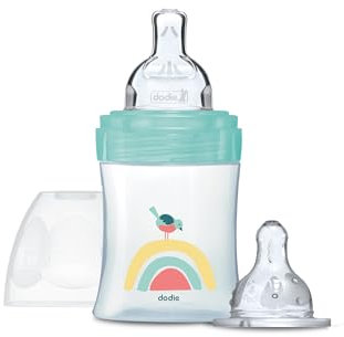 DODIE Biberon Spécial Naissance Tétine Plate + Tétine Ronde 150mL 0-6 mois Débit 1 - Vert