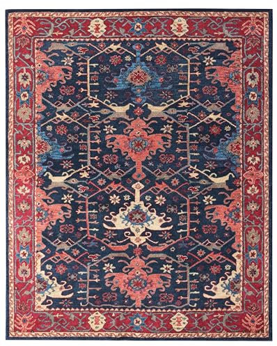 Channing Teppich, traditioneller orientalischer Stil, handgefertigt, 100 % Wolle, 1,5 x 2,4 m, Blau