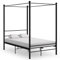 FIRBNUS Himmelbett, schwarz, aus Metall, 140 x 200 cm, Himmelbett, Bettgestell für Einzelbett, Bettgestell aus Metall