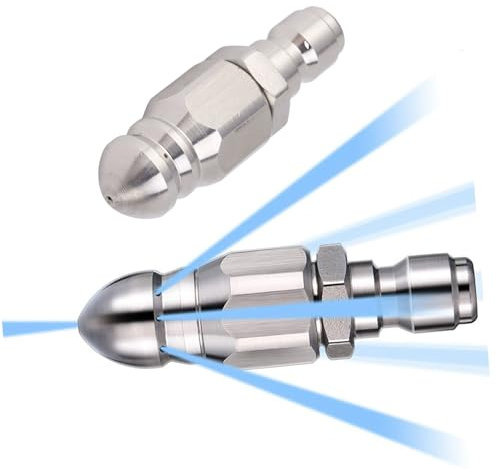 Sewer Jetter Nozzle, 56mm Pressure Washer Drain Jetting Hose, Stainless Steel Spray Tips Kit, 5000 PSI