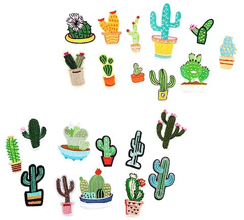 Lurrose 22 Piezas Pegatinas de Tela Cactus Accesorio De Ropa Plantas Ropa Parches De Niña Disfraces Para Niñas Hawaianos Verde Jeans Poliéster Parche